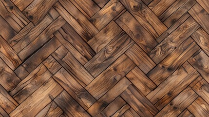 Wall Mural - A seamless wooden chevron parquet floor texture, perfect for creating realistic wood flooring or decorative backgrounds. SEAMLESS PATTERN