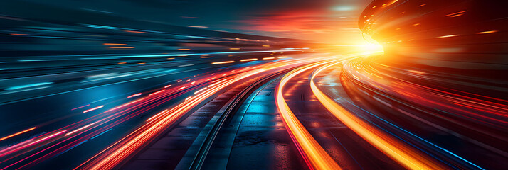 Wall Mural - abstract depiction of IT solutions with motion blur highlighting the dynamic and continuous data management Long Exposure Photography and InBody Image Stabilization create a fluid energetic scene