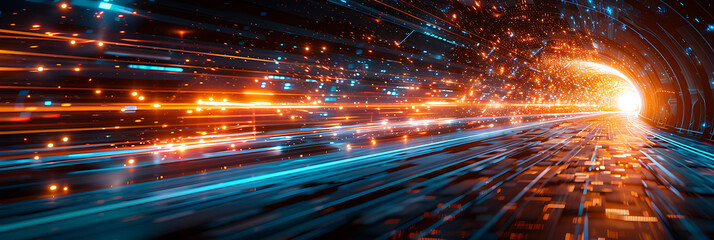Wall Mural - abstract depiction of remote access with motion blur highlighting the dynamic and continuous data access Long Exposure Photography and InBody Image Stabilization create a fluid energetic scene