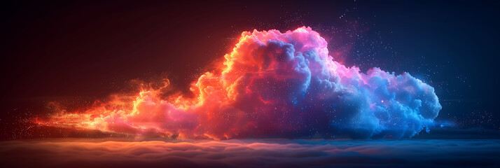 Wall Mural - abstract visual of a cloud network with motion blur highlighting the continuous and efficient data flow HDR Imaging and Dual ISO create a vivid energetic scene