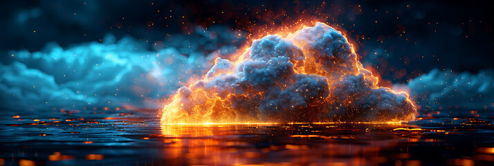Wall Mural - abstract visual of cloud cybersecurity with motion blur highlighting the continuous and resilient data protection HDR Imaging and Dual ISO create a vivid secure scene