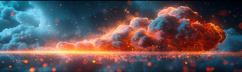 Wall Mural - abstract visual of cloud technology with motion blur highlighting the continuous and efficient data management HDR Imaging and Dual ISO create a vivid energetic scene