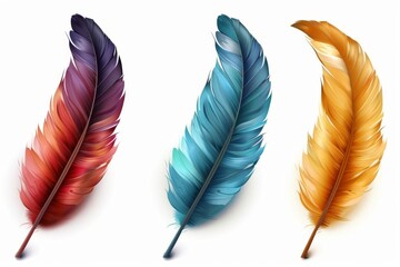 Wall Mural - Feather icon, animal feathers isolated, plume symbol, elegant soft plume sign on white background