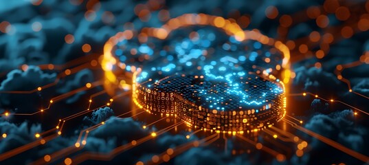 Wall Mural - Closeup of cloud cybersecurity measures holographic encryption keys and secure data nodes using Macro Photography and Dual ISO to emphasize the intricate details and digital protection
