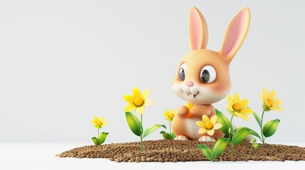 Wall Mural - easter bunny with easter eggs