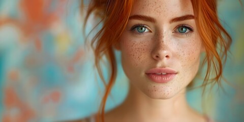 Wall Mural - Close-Up Portrait of a Young Woman. Concept Close-Up Portrait, Young Woman, Photography, Natural Beauty, Expressive Eyes