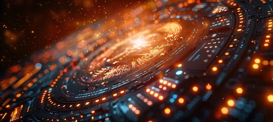 Wall Mural - Closeup of solutions interfaces with holographic displays and virtual connections using Macro Photography and Dual ISO to emphasize the intricate details and digital precision