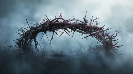 The inversion of the crown of thorns and the crown, symbolizing Jesus' suffering and trials, serves as a poignant representation of the death of the Savior and the risen King