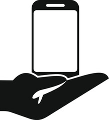 hand is presenting a smartphone, showing a new application