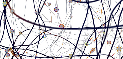 Wall Mural - Gene lines and nodes, biological gene structure, 3d rendering.