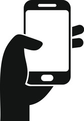 Poster - Silhouette of a hand holding a smartphone, pressing two fingers to the screen