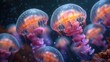 © Boomanoid - Bioluminescent jellyfish in deep ocean water