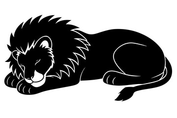 Wall Mural - sleeping african lion silhouette vector illustration