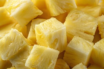 Wall Mural - Close-Up of Juicy Pineapple Chunks with Water Droplets