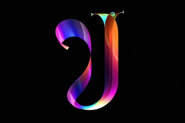 Wall Mural - A colorful letter J on a dark background, suitable for use in designs and graphics