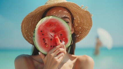 A person enjoying a refreshing snack in the sun