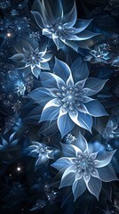 Wall Mural - A blue and white flower with a blue background