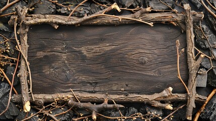 Canvas Print - frame made of dry branches.