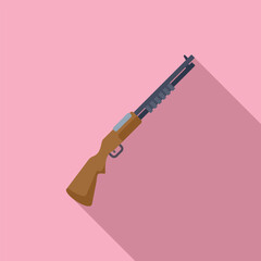 Canvas Print - Classic pump shotgun laying on a pink background with a long shadow