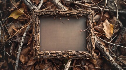 Canvas Print - frame made of dry branches.