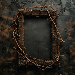 Wall Mural - frame made of dry branches.