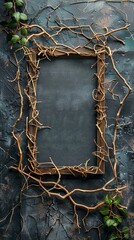 Poster - frame made of dry branches.