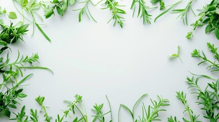 frame made of grass around the edges on a white background.