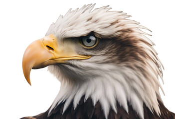 Portrait of a eagle side view isolated on transparent background cutout