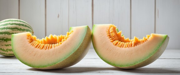 Cut melon. Healthy fruit. Summer food. Generative AI