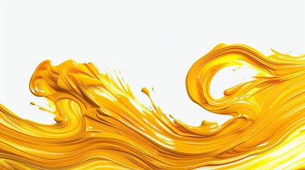 Wall Mural - rich mustard yellow wave abstract pattern, vibrant and earthy, isolated on a white backdrop