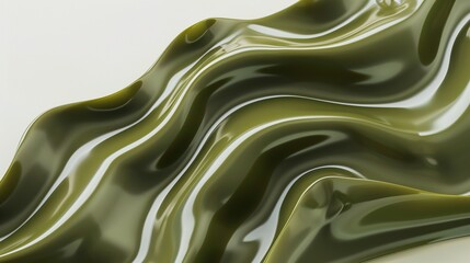 Wall Mural - rich olive green wave abstract pattern, earthy and grounded, isolated on a white backdrop