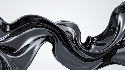 Wall Mural - Rich onyx wave abstract background, sleek and sophisticated, isolated on white