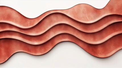 Wall Mural - rich terra cotta wave abstract background, earthy and robust, isolated on white