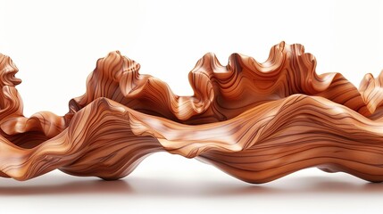 Wall Mural - rich walnut wave abstract background, deep and nutty, isolated on white