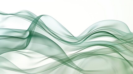 Wall Mural - soft sage wave abstract background, calming and inviting, isolated on white