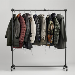 Contemporary Clothing Rail with Assorted Outerwear for a Stylish Wardrobe