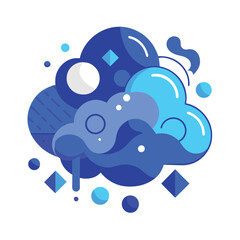 Wall Mural - abstract blue cloud vector illustration with geometric elements