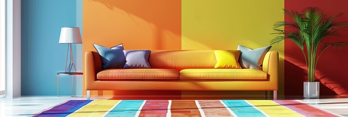 Wall Mural - colorful living room, contemporary and clean interior design 