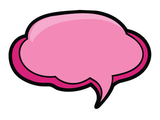 Wall Mural - Pink Speech Bubble Vector Illustration with Black Outline