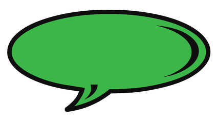 Wall Mural - Green Speech Bubble Vector Illustration with Black Outline for Communication and Dialogue Design