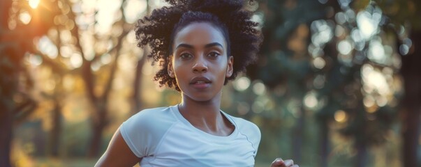 Portrait of Afro muscle women training outside, running healthy lifestyle banner. Generative Ai.