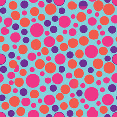 Wall Mural - Vibrant Polka Dot Pattern with Colorful Circles on Blue Background