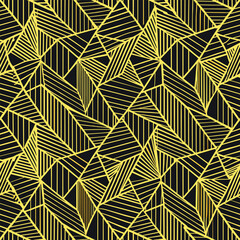 Wall Mural - abstract geometric pattern with gold lines on black background
