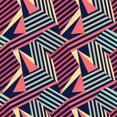Wall Mural - vibrant geometric pattern with bold stripes and triangles
