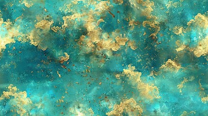 Wall Mural -   A detailed image of a blue background adorned with intricate gold designs