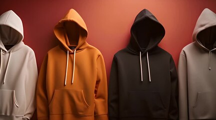Hoodie collection. Black and white sport casual clothes for men. clothing and fashion footage concept