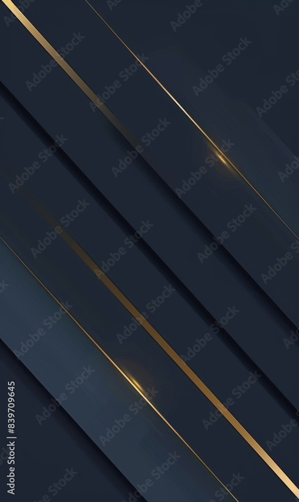 Elegant dark blue background with minimalist gold lines and abstract ...