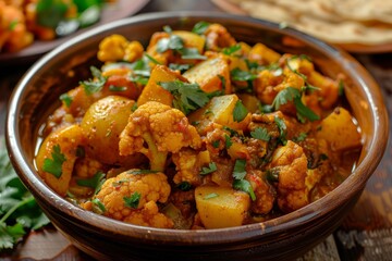 Gobi Aloo is a popular Indian dish with potatoes and cauliflower