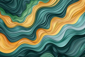 Wall Mural - creative decorative waves graphic with golden rod, sea green and green yellow colors