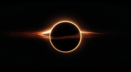 a black and orange planet with a hole in the middle
